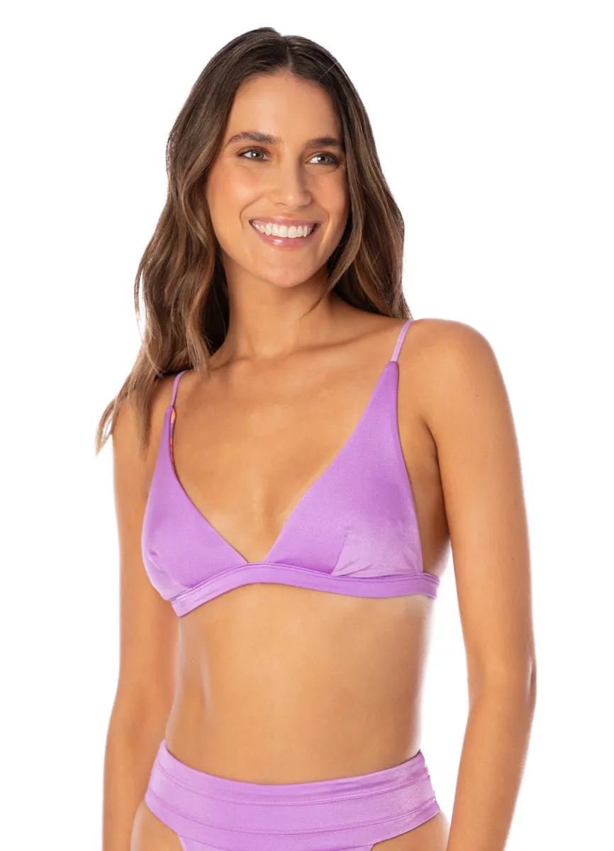 Maaji Metallic Lilac Ivy Fixed Triangle Bikini Top Maaji