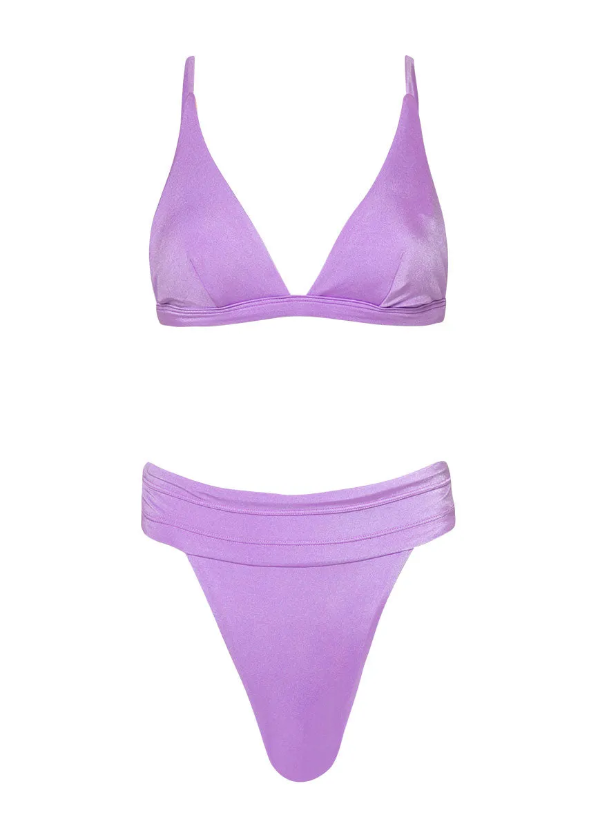 Maaji Metallic Lilac Sienna High Rise Classic Bikini Bottom Maaji