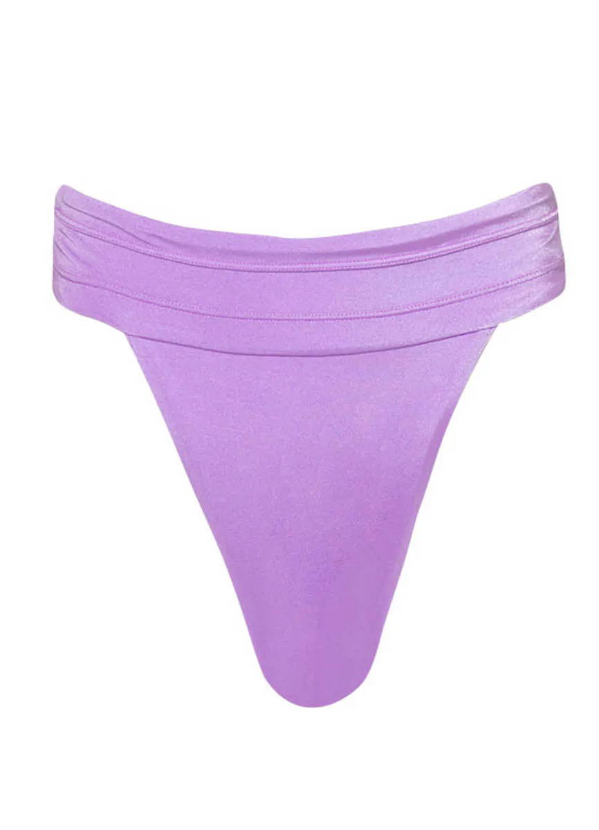 Maaji Metallic Lilac Sienna High Rise Classic Bikini Bottom Maaji