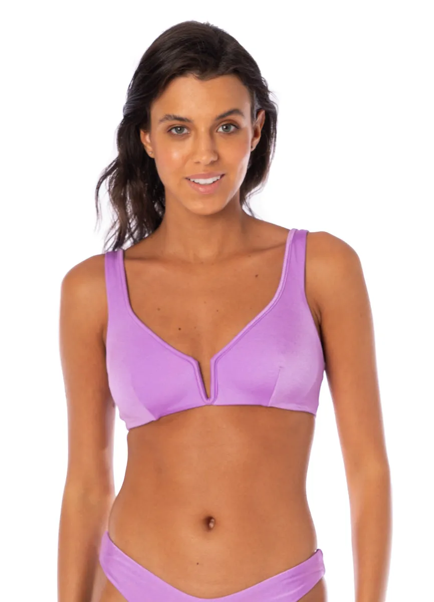 Maaji Metallic Lilac Victoria V Wire Bralette Bikini Top Maaji