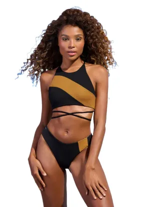Maaji Midnight Black Babydoll High Neck Bikini Top Maaji