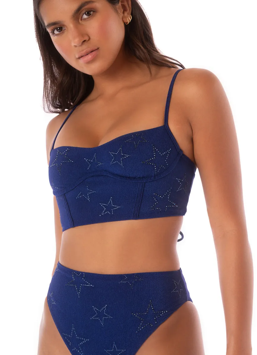 Maaji Midnight Blue Sully High Rise Classic Bikini Bottom Maaji