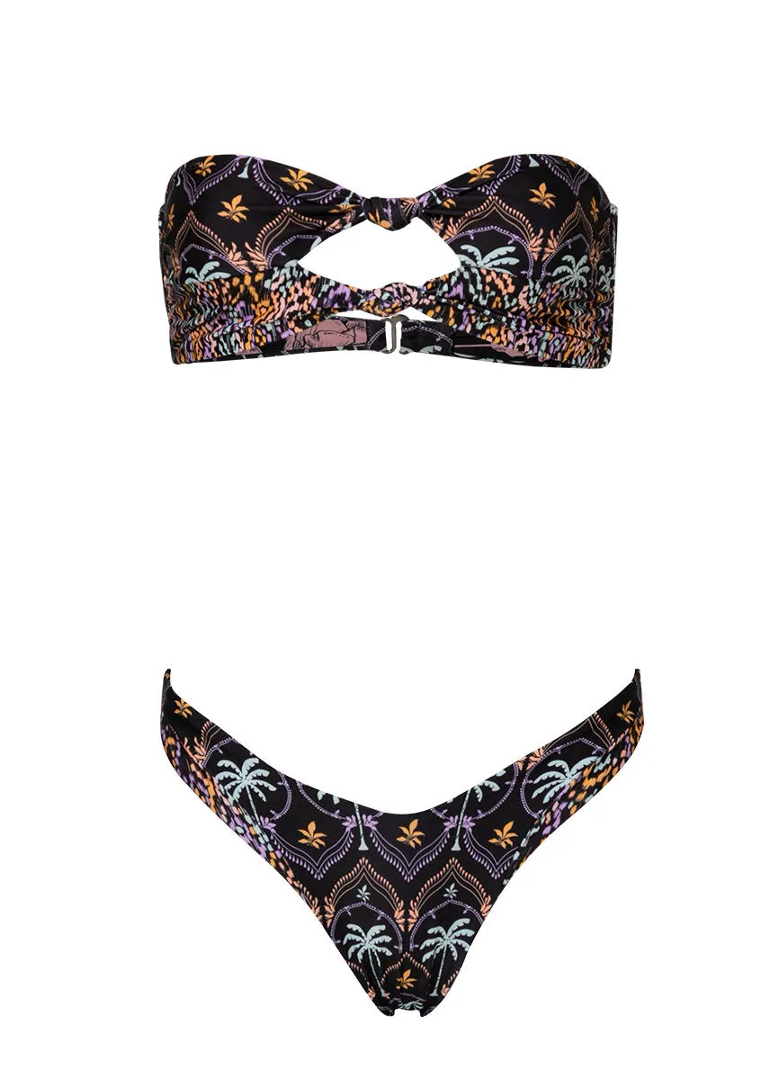 Maaji Midnight Palm Splendors Regular Rise Thin Side Bikini Bottom Maaji