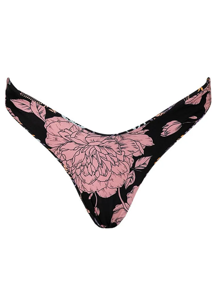 Maaji Midnight Palm Splendors Regular Rise Thin Side Bikini Bottom Maaji