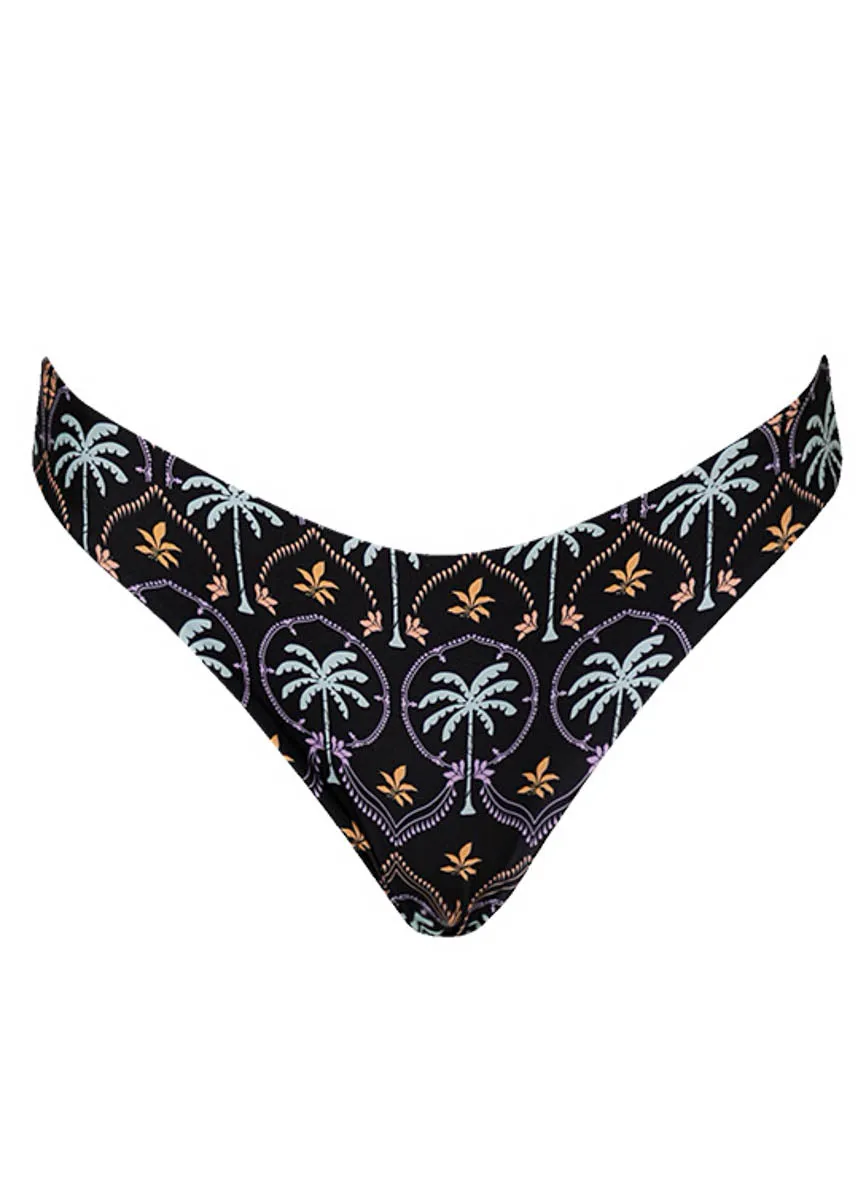 Maaji Midnight Palm Splendors Regular Rise Thin Side Bikini Bottom Maaji
