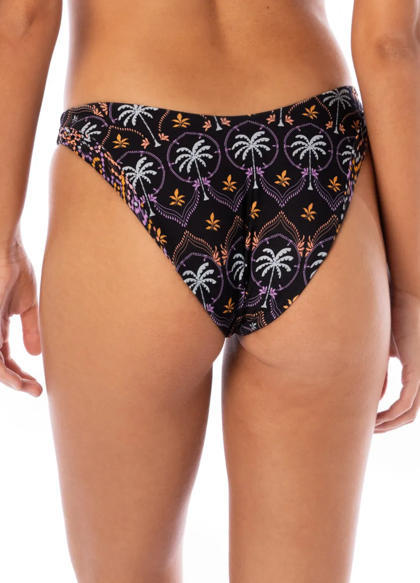 Maaji Midnight Palm Splendors Regular Rise Thin Side Bikini Bottom Maaji