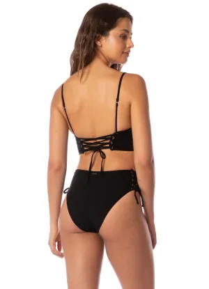 Maaji Midnight Shadow Oasis High Rise Lace Up Bikini Bottom Maaji