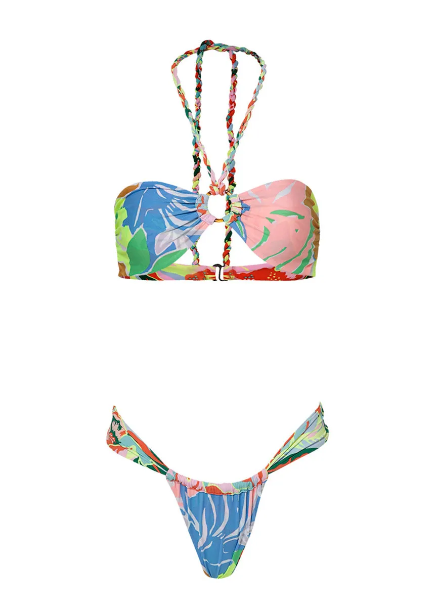 Maaji Neon Leafy Gea Regular Rise Single Strap Bikini Bottom Maaji