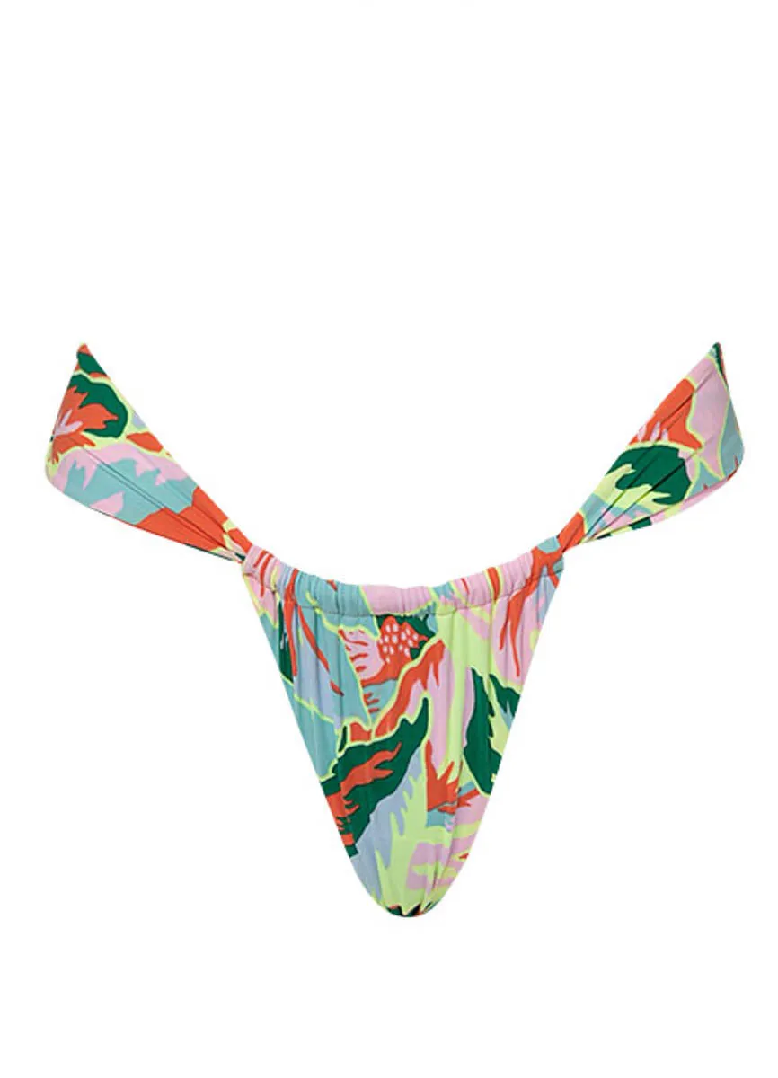 Maaji Neon Leafy Gea Regular Rise Single Strap Bikini Bottom Maaji