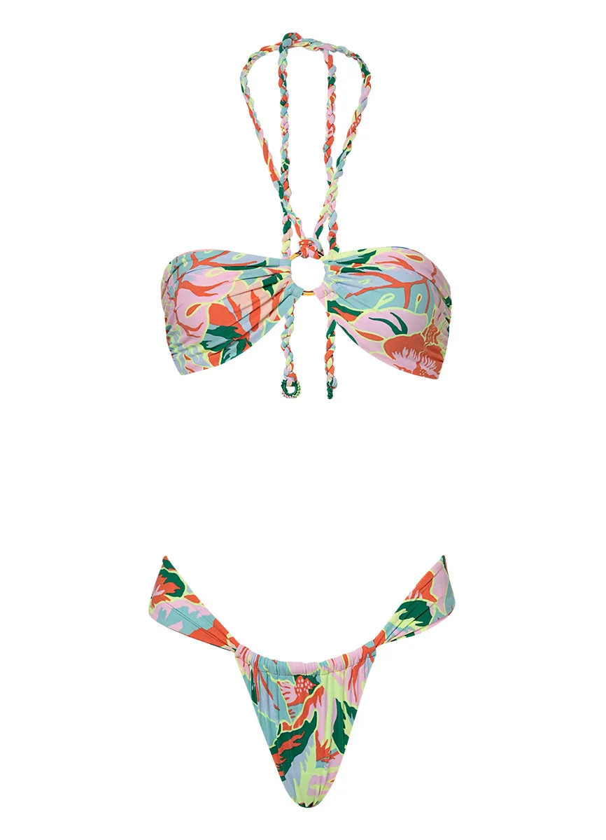 Maaji Neon Leafy Gea Regular Rise Single Strap Bikini Bottom Maaji