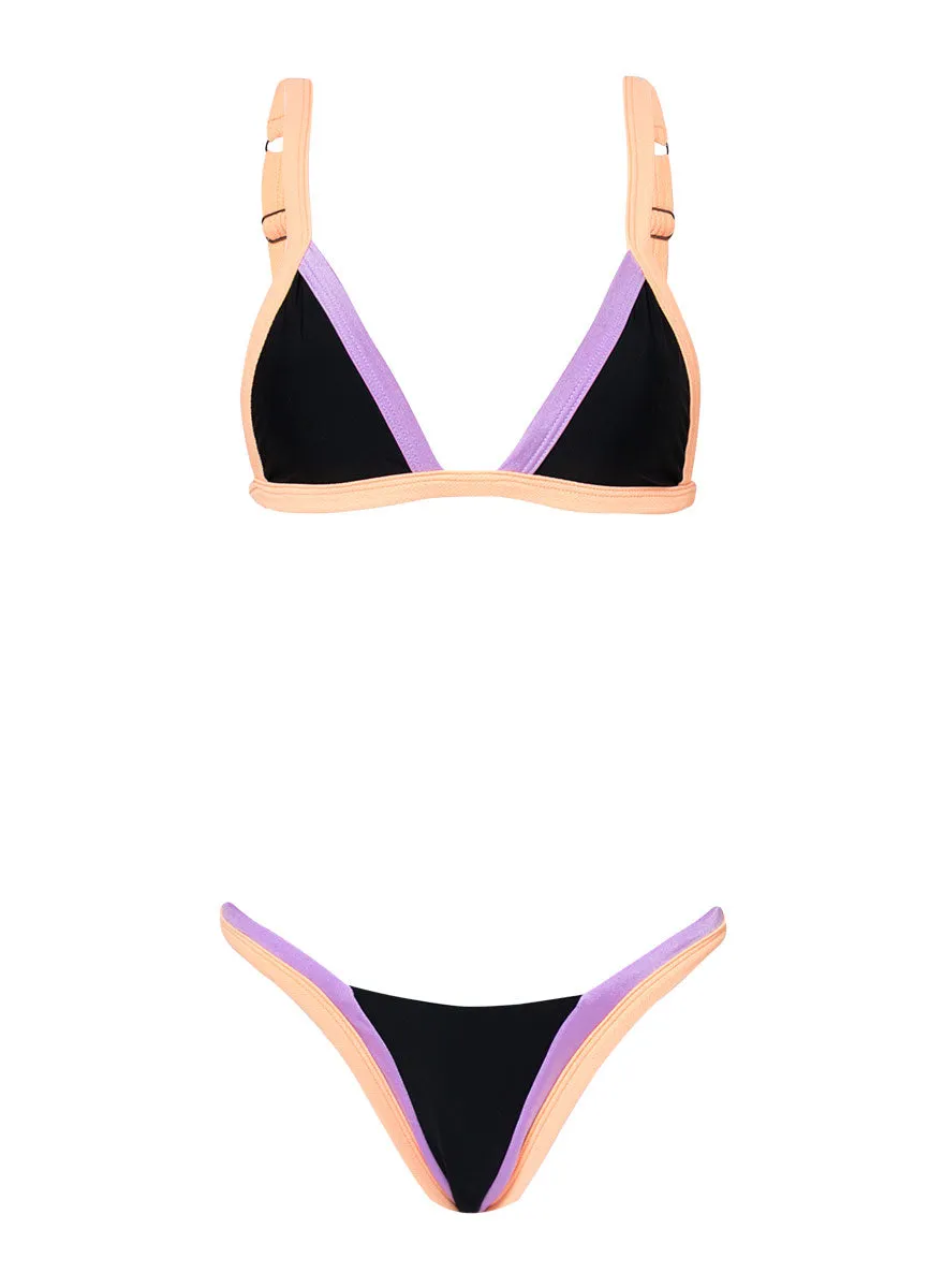 Maaji Noir Black Trinity Regular Rise V Front Bikini Bottom Maaji