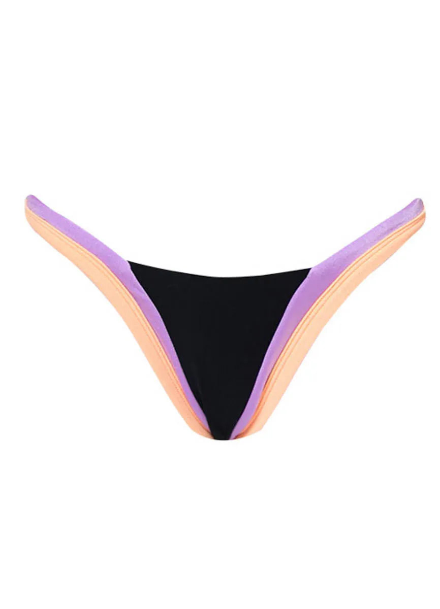 Maaji Noir Black Trinity Regular Rise V Front Bikini Bottom Maaji
