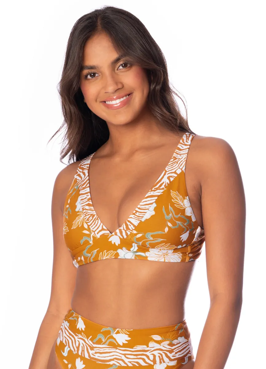 Maaji Nostalgic Florals Rocky Long Line Triangle Bikini Top Maaji