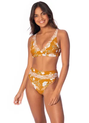 Maaji Nostalgic Florals Rocky Long Line Triangle Bikini Top Maaji