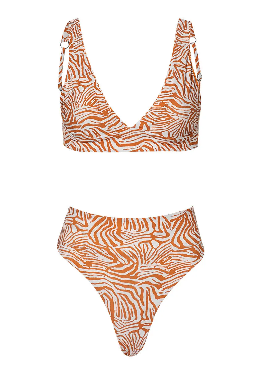 Maaji Nostalgic Florals Rocky Long Line Triangle Bikini Top Maaji