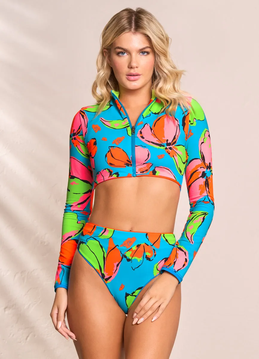 Maaji Ocean Blue Lark Long Sleeve Bikini Top Maaji