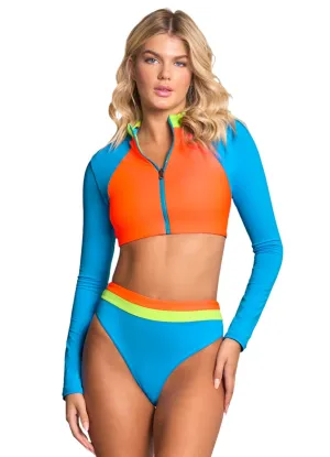 Maaji Ocean Blue Lark Long Sleeve Bikini Top Maaji