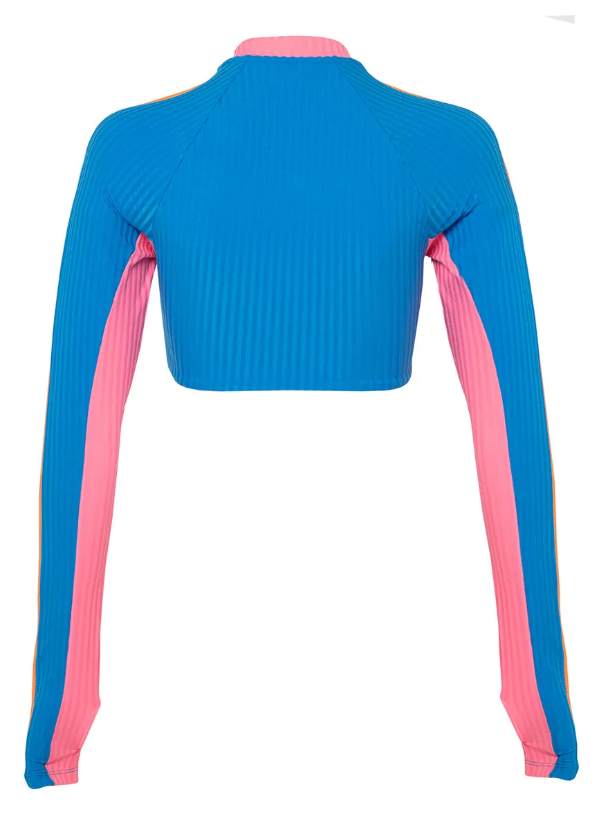 Maaji Ocean Blue Venice Long Sleeve Crop Top Bikini Top Maaji