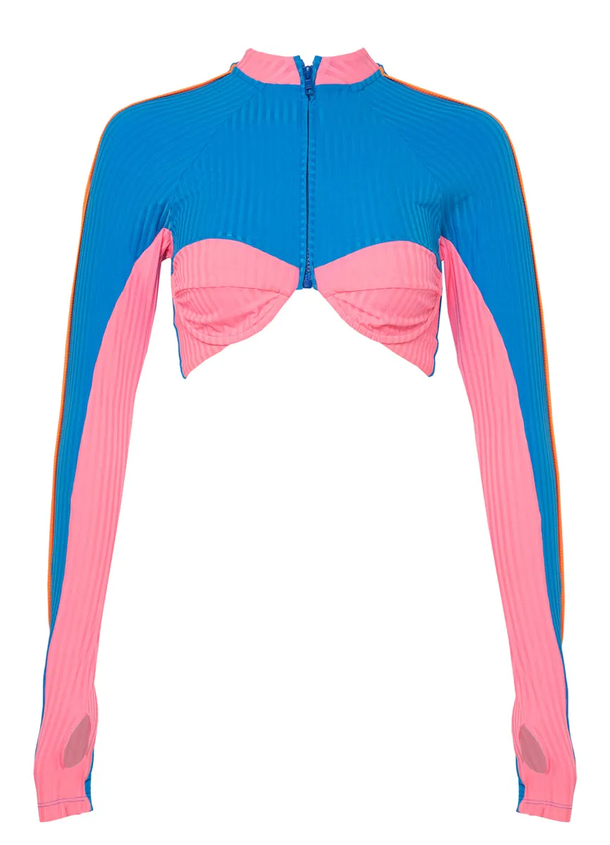 Maaji Ocean Blue Venice Long Sleeve Crop Top Bikini Top Maaji