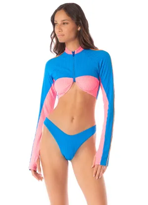 Maaji Ocean Blue Venice Long Sleeve Crop Top Bikini Top Maaji