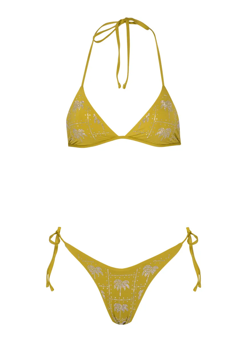 Maaji Olive Palmetto Balminess Fixed Triangle Bikini Top Maaji