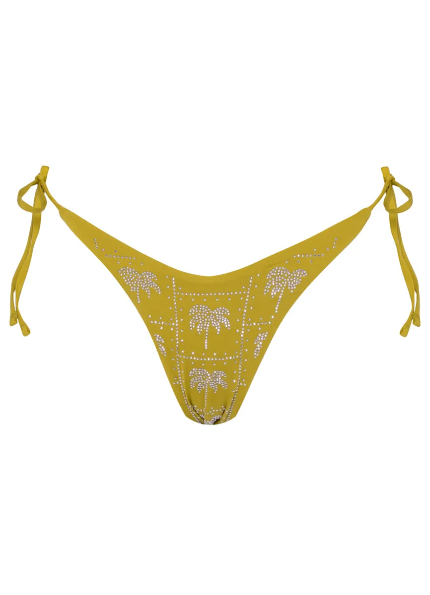 Maaji Olive Palmetto Sunnier Regular Rise Tie Side Bikini Bottom Maaji