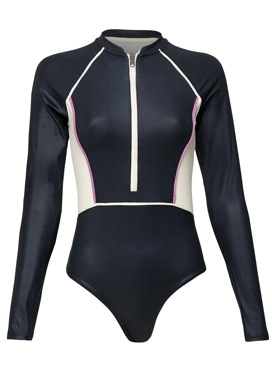 Maaji Onyx Black Cardiness Signature Cut Surf One Piece Maaji