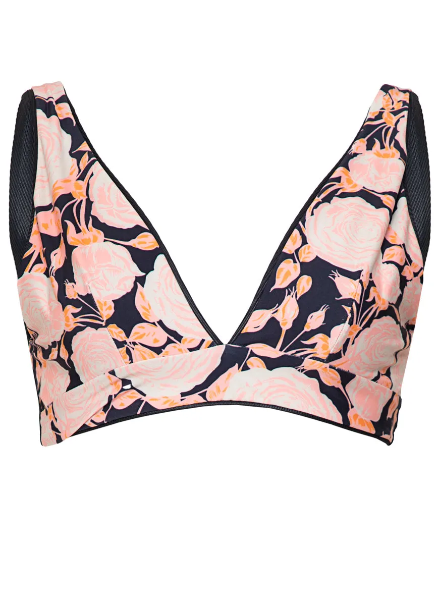 Maaji Onyx Black Paradisial Long Line Triangle Bikini Top Maaji