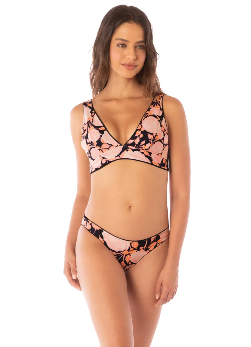 Maaji Onyx Black Paradisial Long Line Triangle Bikini Top Maaji