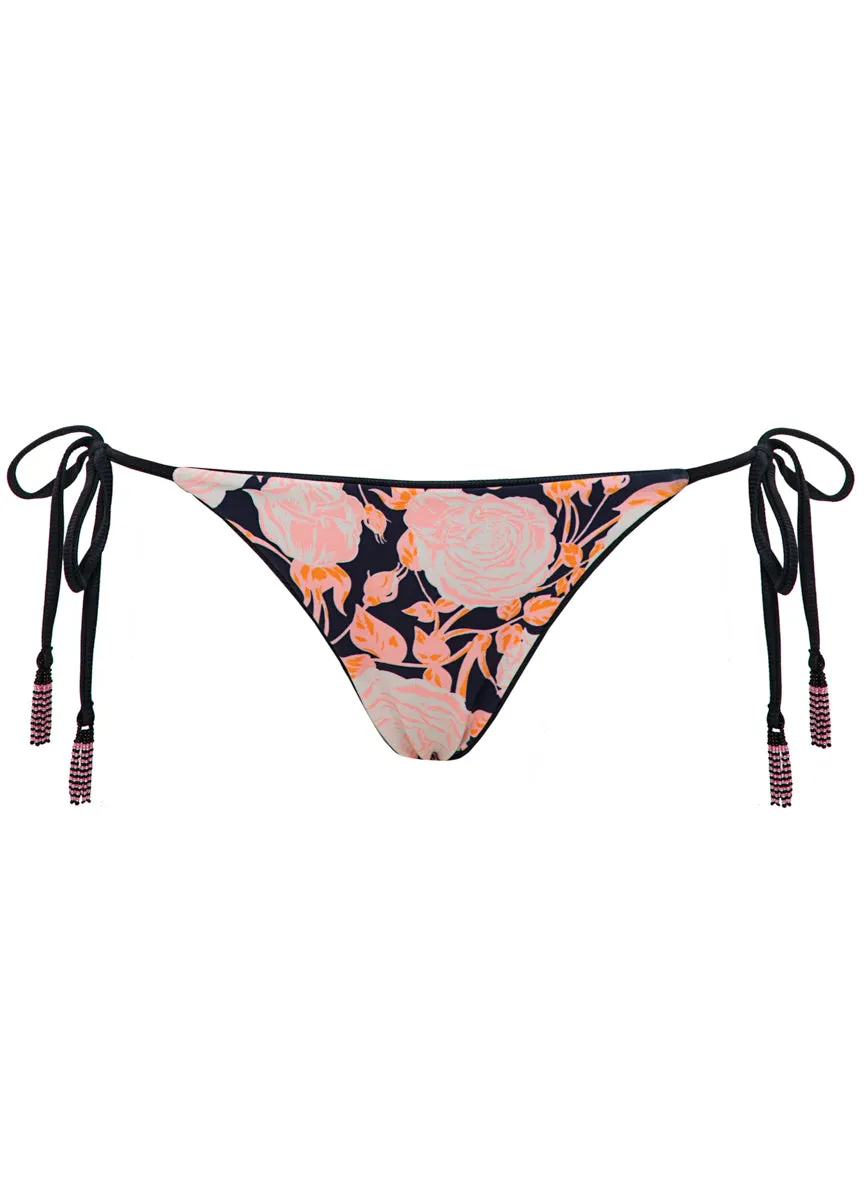 Maaji Onyx Black Shining Low Rise Tie Side Bikini Bottom Maaji