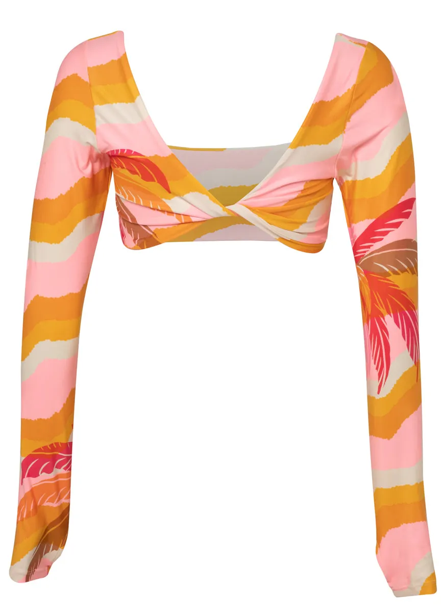 Maaji Paradiso Waves Bestie Long Sleeve Crop Top Bikini Top Maaji