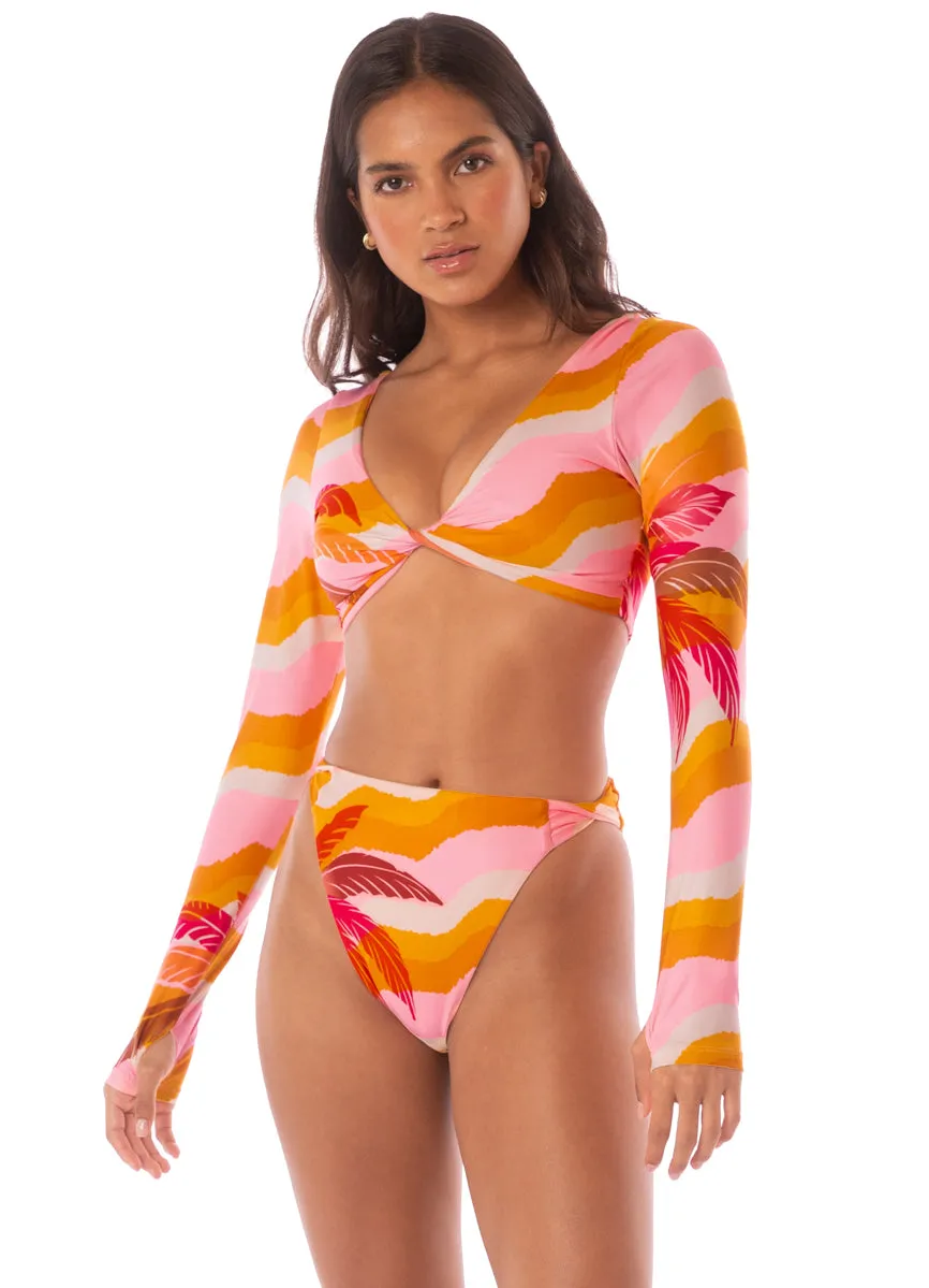 Maaji Paradiso Waves Bestie Long Sleeve Crop Top Bikini Top Maaji