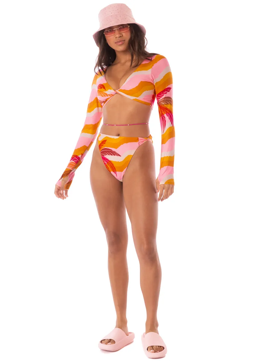 Maaji Paradiso Waves Bestie Long Sleeve Crop Top Bikini Top Maaji