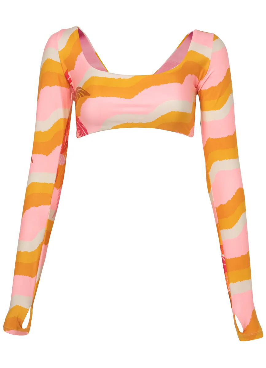 Maaji Paradiso Waves Bestie Long Sleeve Crop Top Bikini Top Maaji