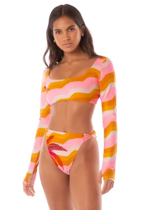 Maaji Paradiso Waves Bestie Long Sleeve Crop Top Bikini Top Maaji