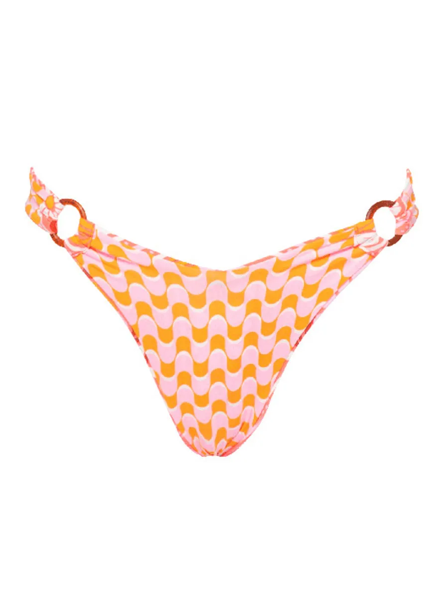 Maaji Peach Flowers Valering Regular Rise Double V Bikini Bottom Maaji