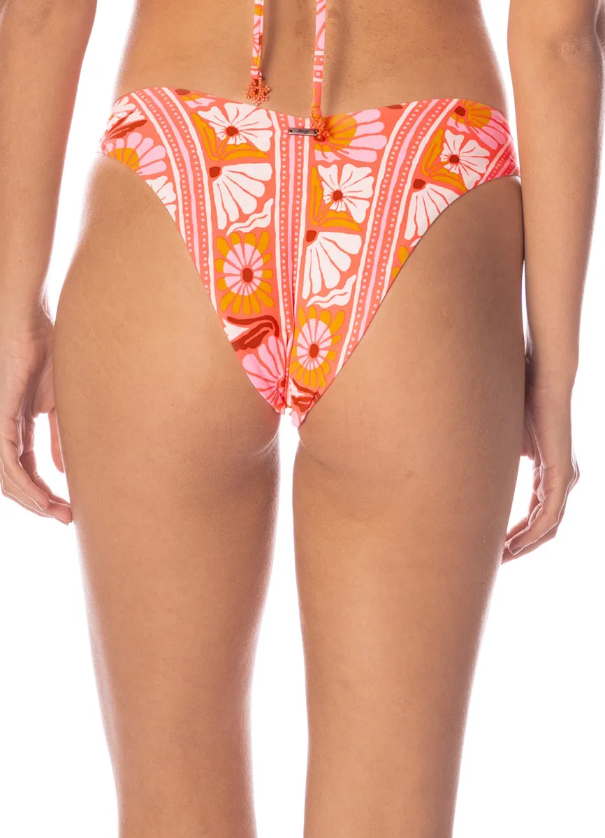 Maaji Peach Flowers Valering Regular Rise Double V Bikini Bottom Maaji