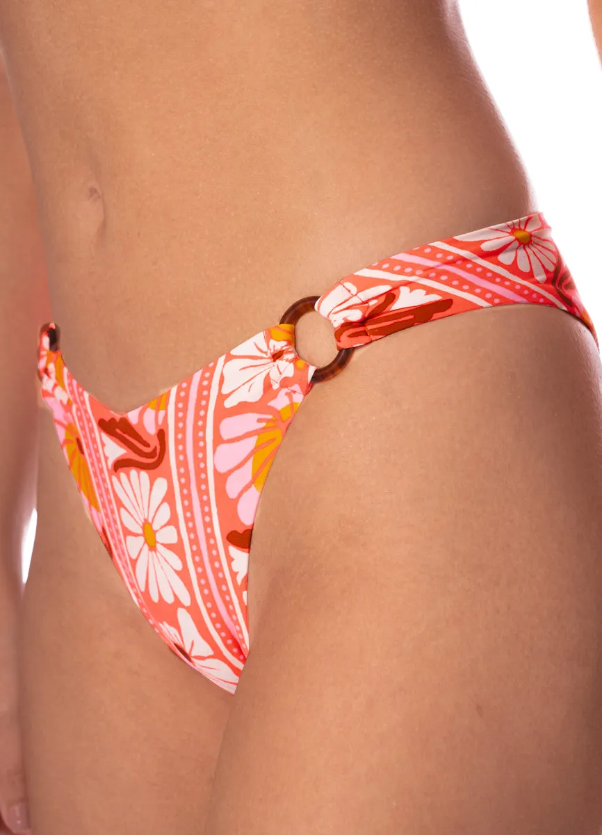 Maaji Peach Flowers Valering Regular Rise Double V Bikini Bottom Maaji