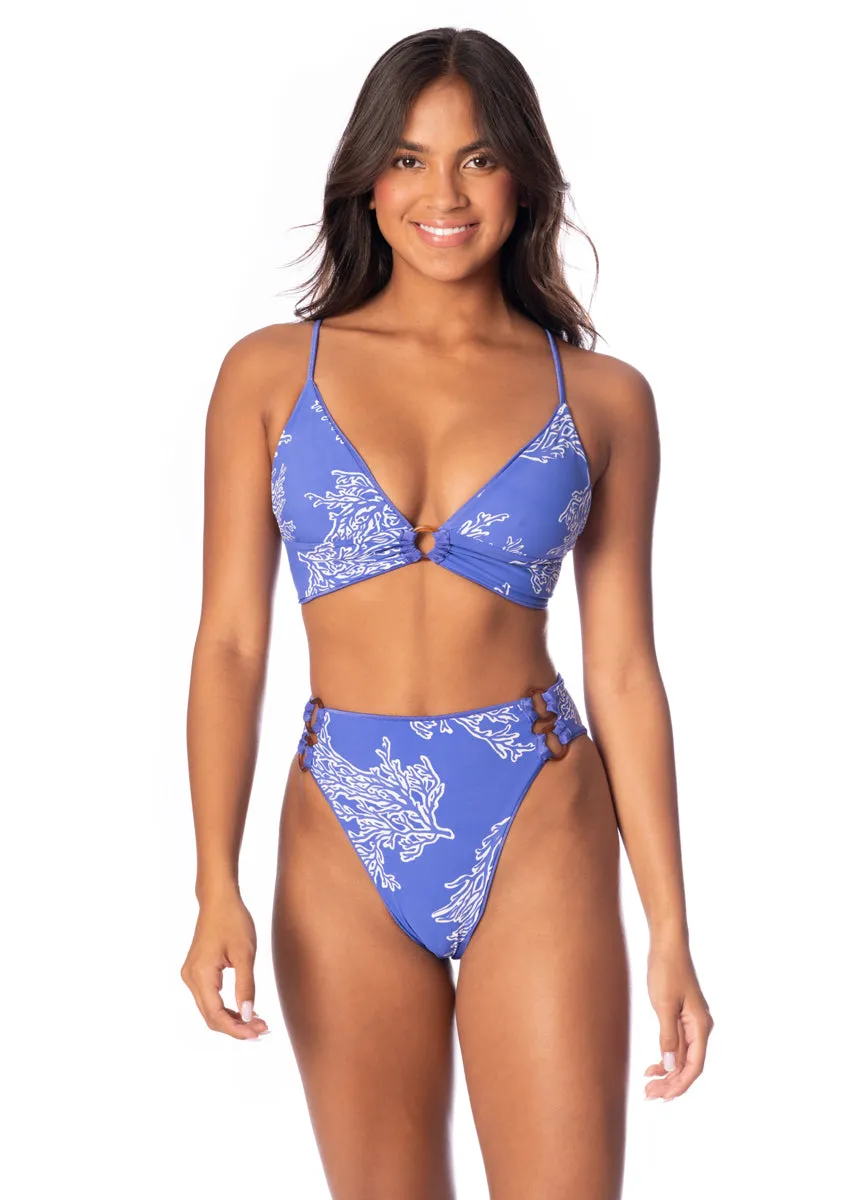 Maaji Perrywinkle Sussana High Rise Double Ring Side Bikini Bottom Maaji