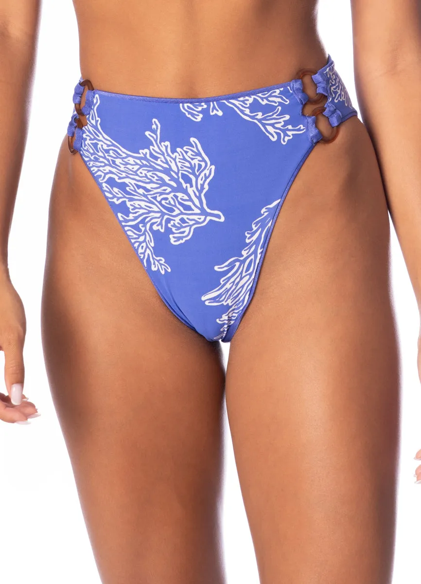 Maaji Perrywinkle Sussana High Rise Double Ring Side Bikini Bottom Maaji