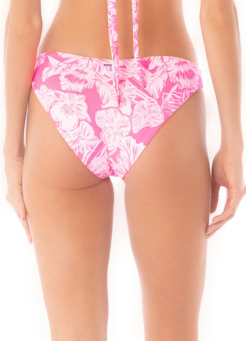 Maaji Pink Blossom Flirt Low Rise Thin Side Bikini Bottom Maaji