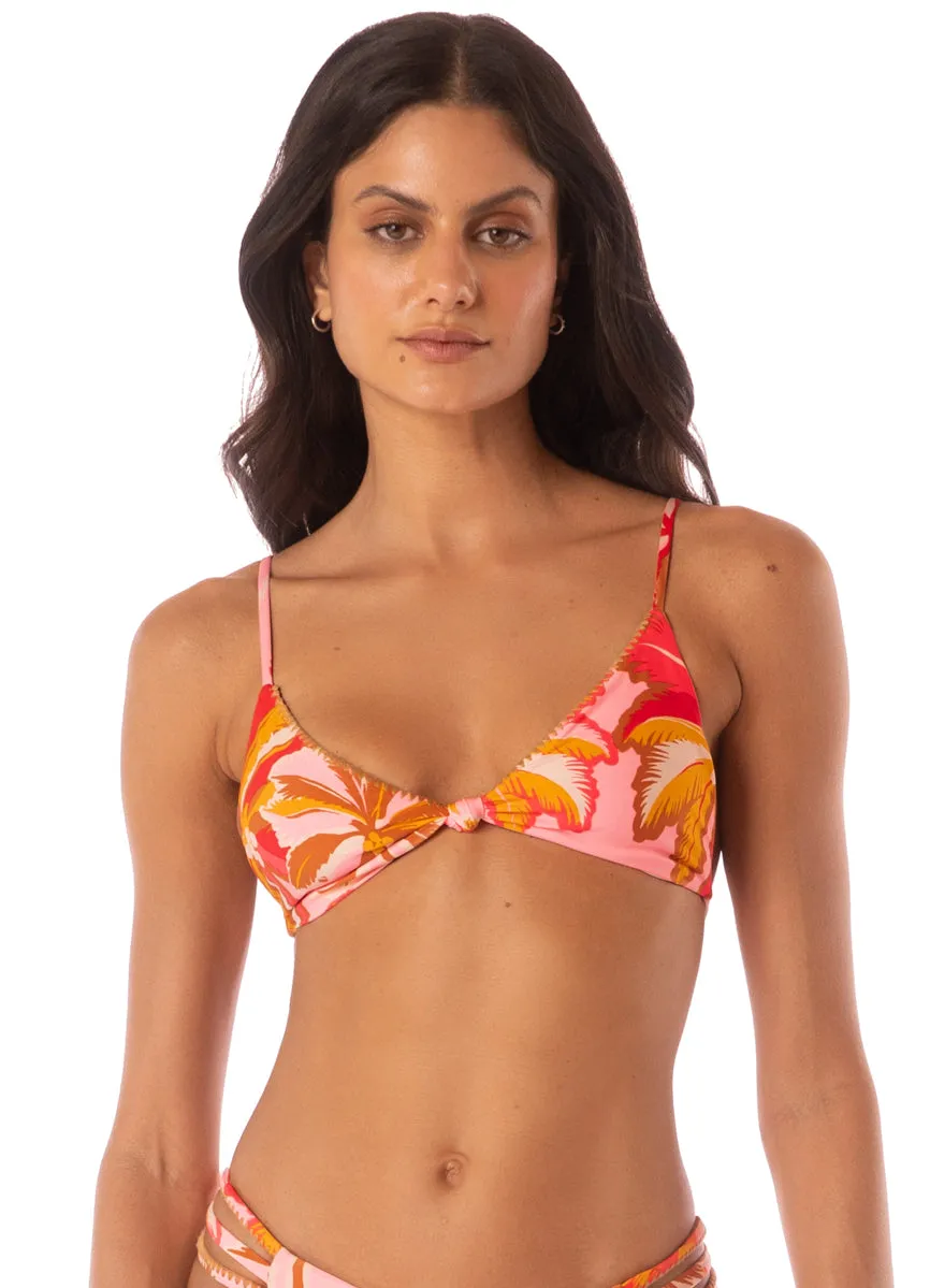 Maaji Pink Palms Sahara Fixed Triangle Bikini Top Maaji