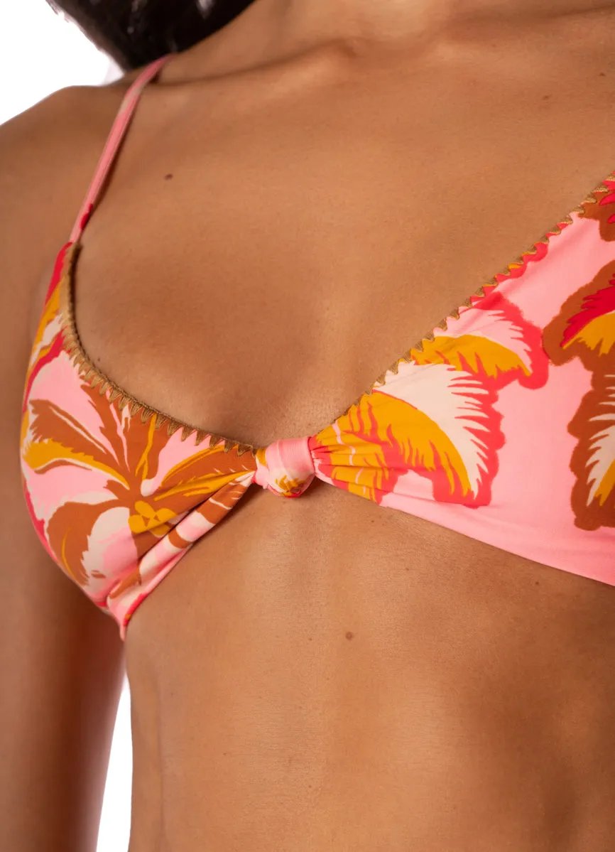 Maaji Pink Palms Sahara Fixed Triangle Bikini Top Maaji