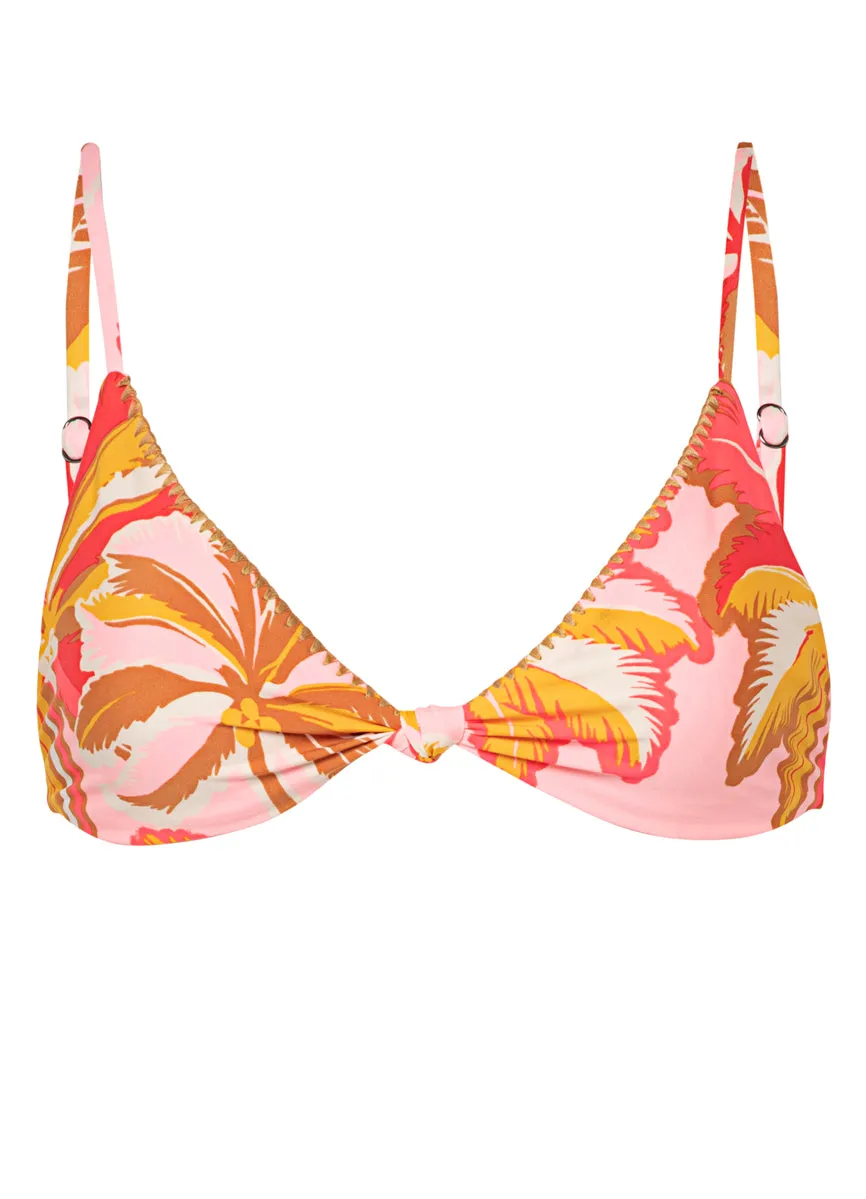 Maaji Pink Palms Sahara Fixed Triangle Bikini Top Maaji