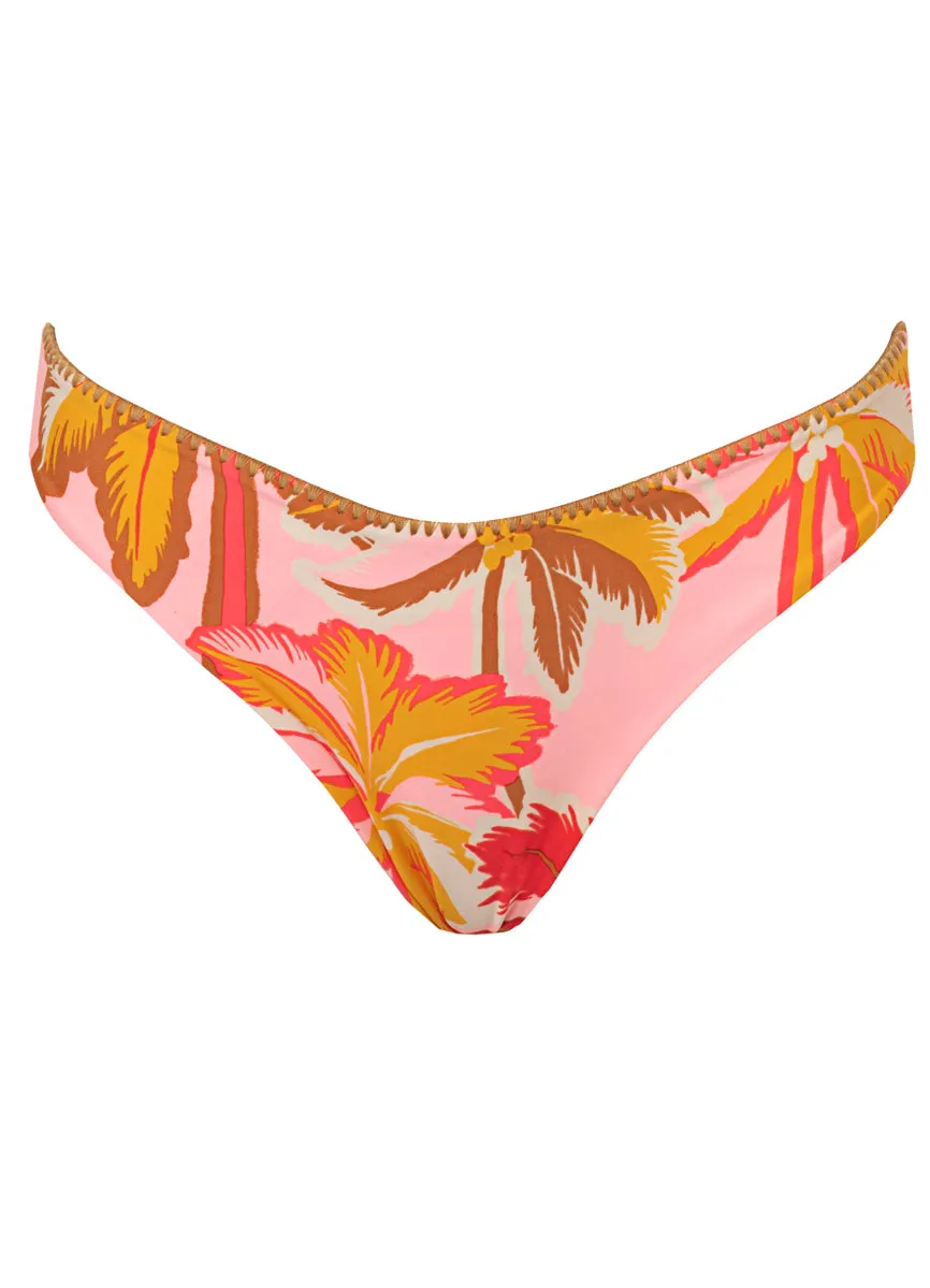Maaji Pink Palms Sublimity Regular Rise Classic Bikini Bottom Maaji