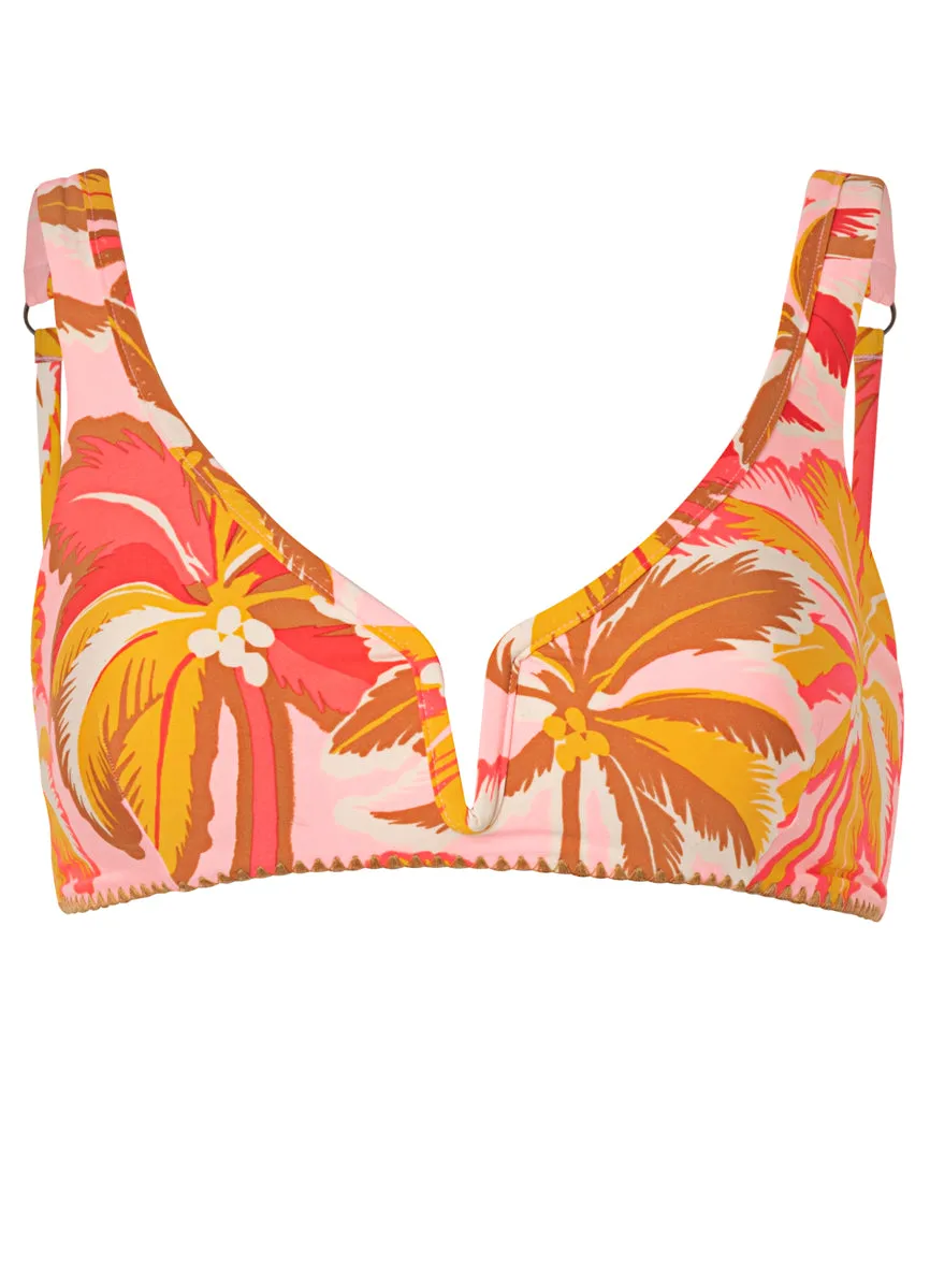 Maaji Pink Palms Victoria V Wire Bralette Bikini Top Maaji
