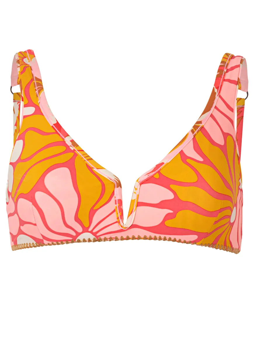 Maaji Pink Palms Victoria V Wire Bralette Bikini Top Maaji
