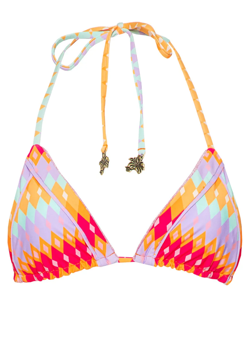 Maaji Pink Prism Balming Sliding Triangle Bikini Top Maaji
