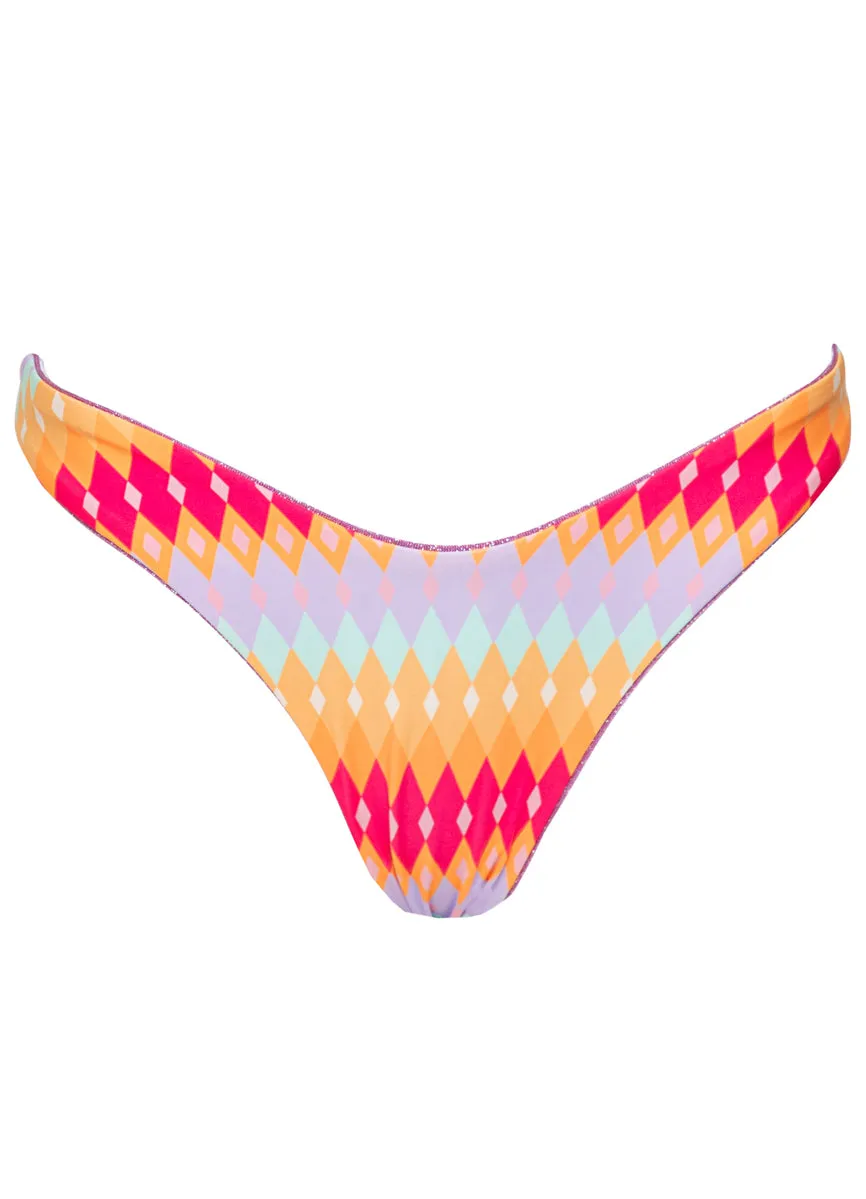 Maaji Pink Prism Splendour Regular Rise Thin Side Bikini Bottom Maaji
