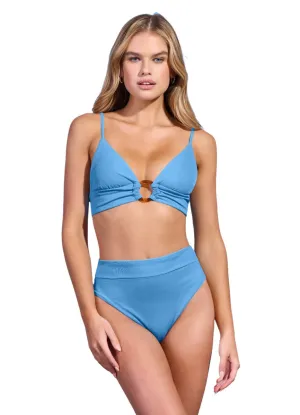 Maaji Pool Blue Shine Long Line Triangle Bikini Top Maaji